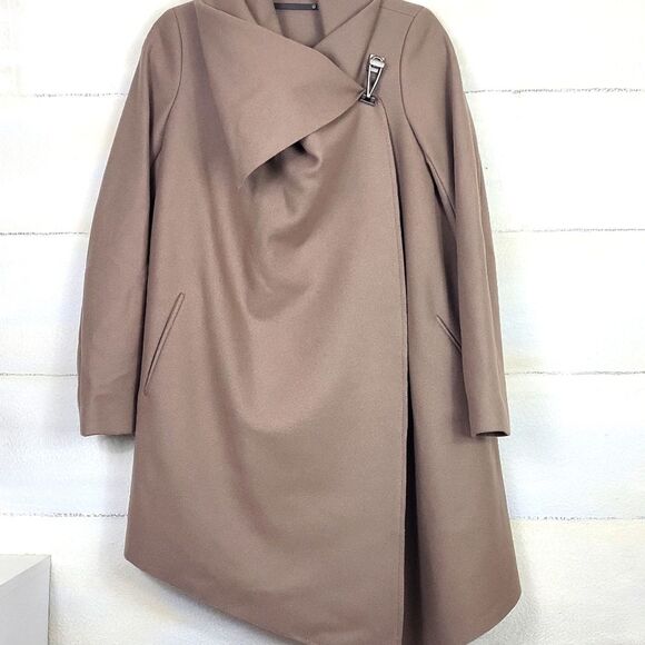 All Saints City Monument Wool mix Taupe Coat with Gun Silver Buckle. Size 4 - Picture 2 of 11